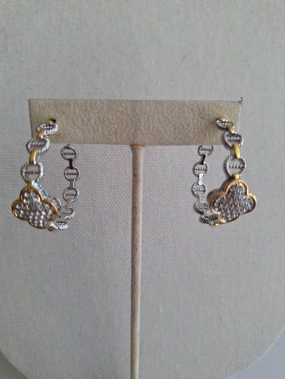 Two-Tone Clover Hoop Earrings - Women's Jewelry